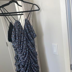 Black and blue floral dress